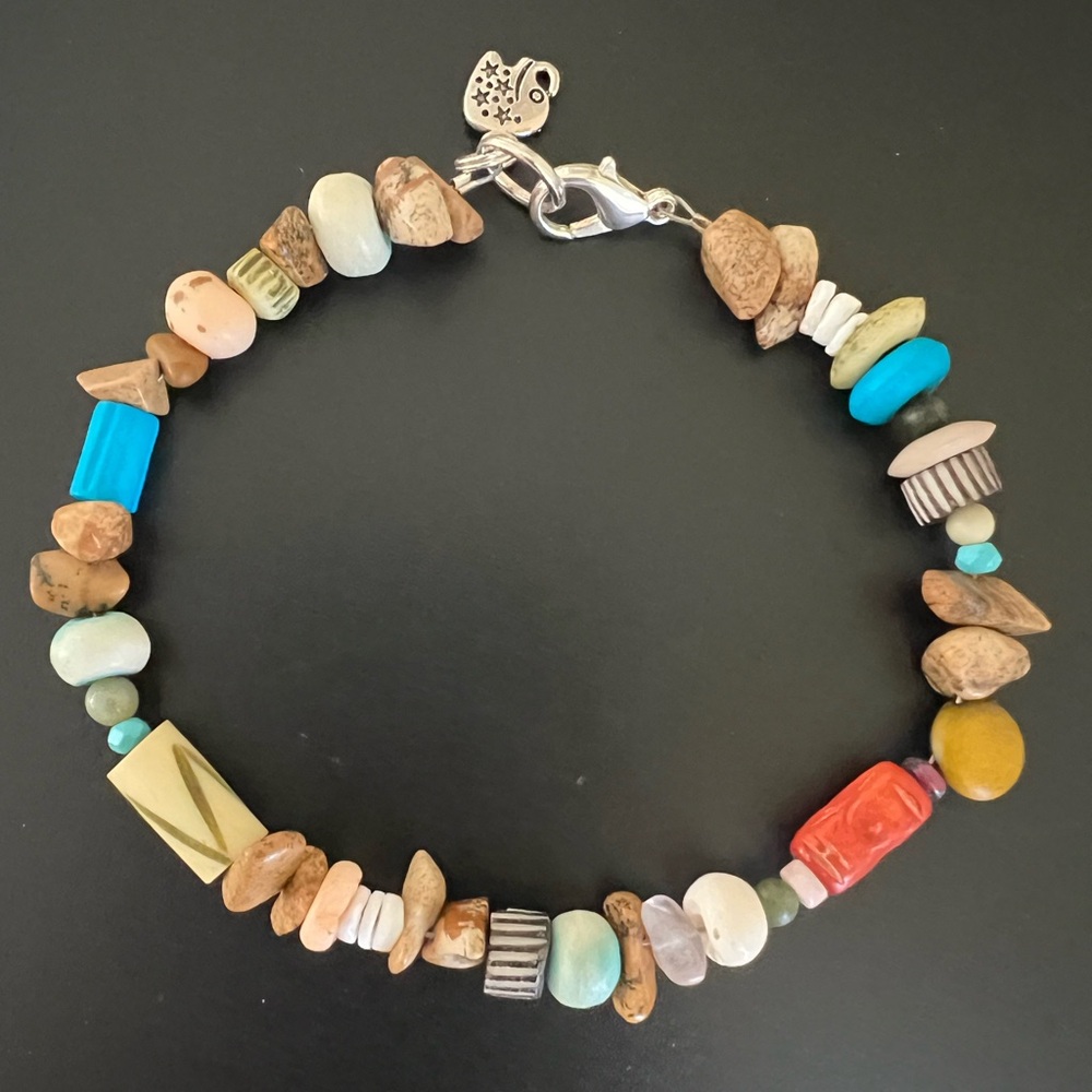 Multicolor African Bone Beaded Anklet